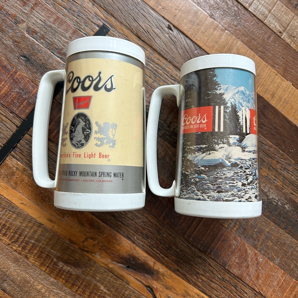 Vintage Coors Thermo-Serve 16 oz Insulated Mugs.